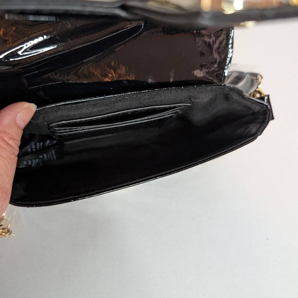 Bebe Alexander Black Patent Shiny Crossbody Bag NWT - Picture 7 of 9